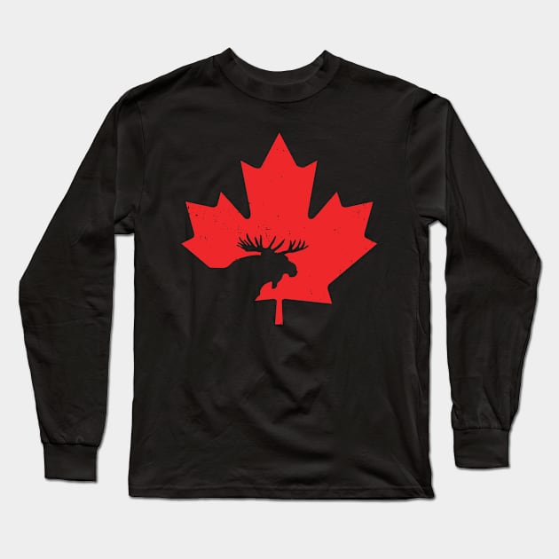 Maple Leaf Canada Day Moose Keep Calm Long Sleeve T-Shirt by Bluebird Moon